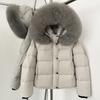OFTBUY Fluffy Jacket Female Hooded White Duck Down Coat 2025 New Autumn Winter Top Clothing Women Tnick WarmReal Fox Fur Caot