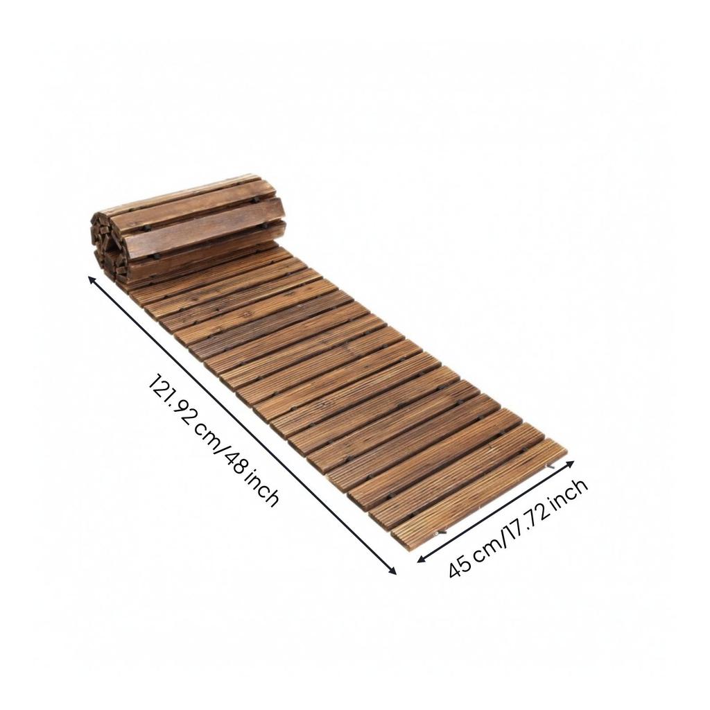 Roll-up Wooden Walkway Rustic Roll-out Garden Mat Outdoor for Lawn