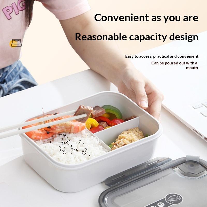 Microwave-safe Plastic Minimalist Healthy Food Storage Container sealed Multi-compartment 1300ml Portable Work Lunch Box