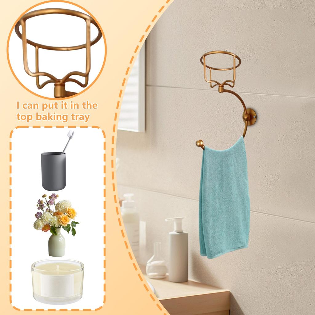 Hand Towel Holder With Vintage Candle Holder, Towel Hook For Bathroom Wall, Rustic Towel Ring With Elegent Candle Holder, Sturdy Wall Mounted Hanger