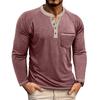 Men's Button Lapel Colored Cotton Long Sleeved Base Men's Top
