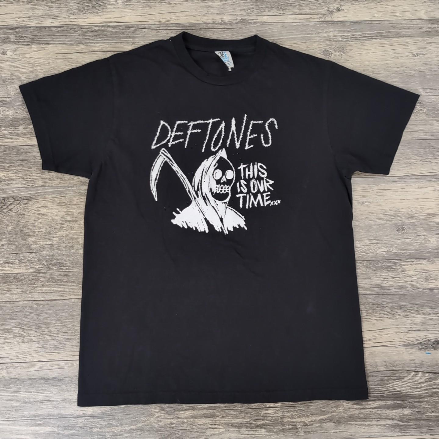 Deftones Adult Large T-Shirt Black White Graphic This Is Our Time Grim Reaper Unisex T-Shirt S