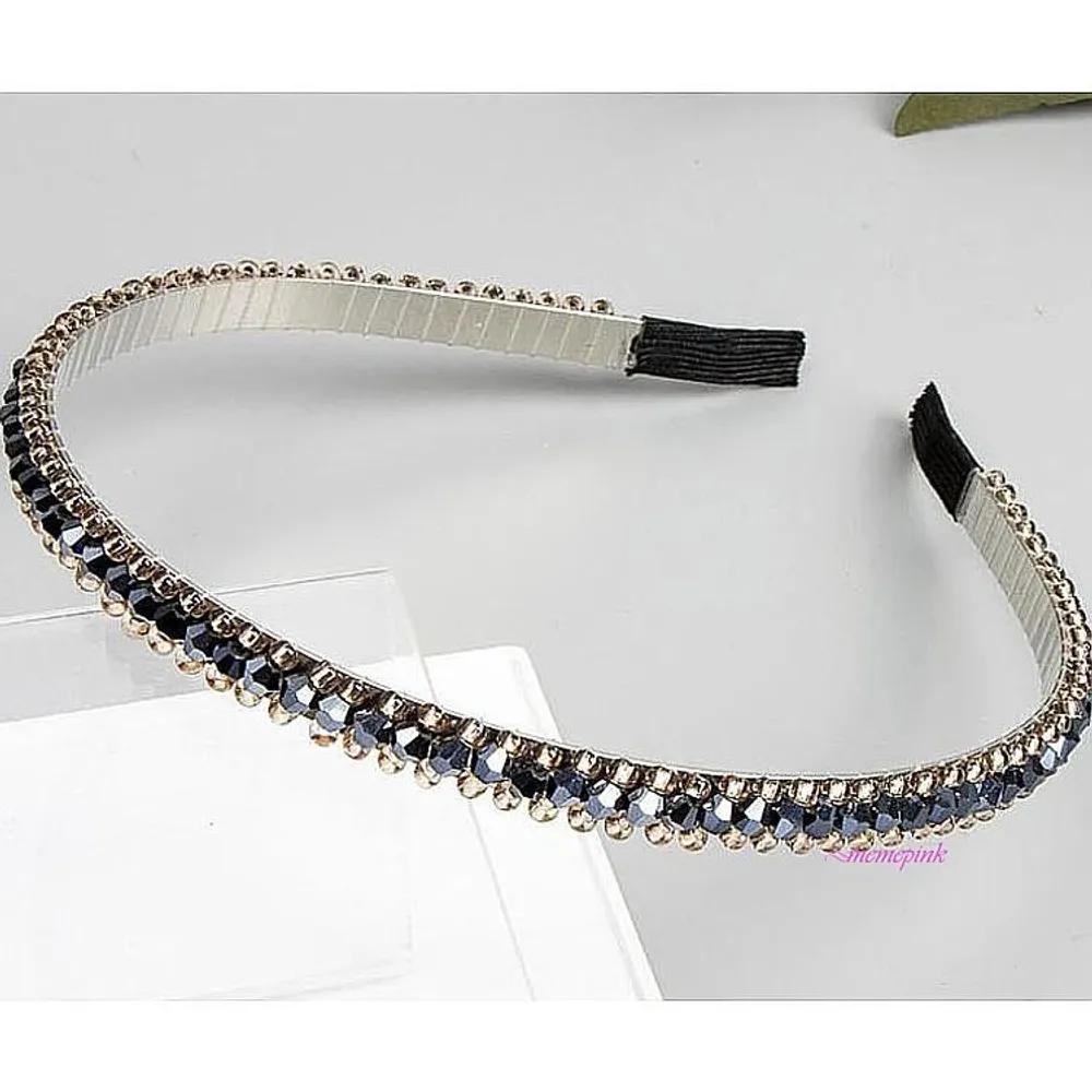 Headband Summer Thin Bling Party Look Jewel Cubic Hairband Women ijk536 1cm-Champagne