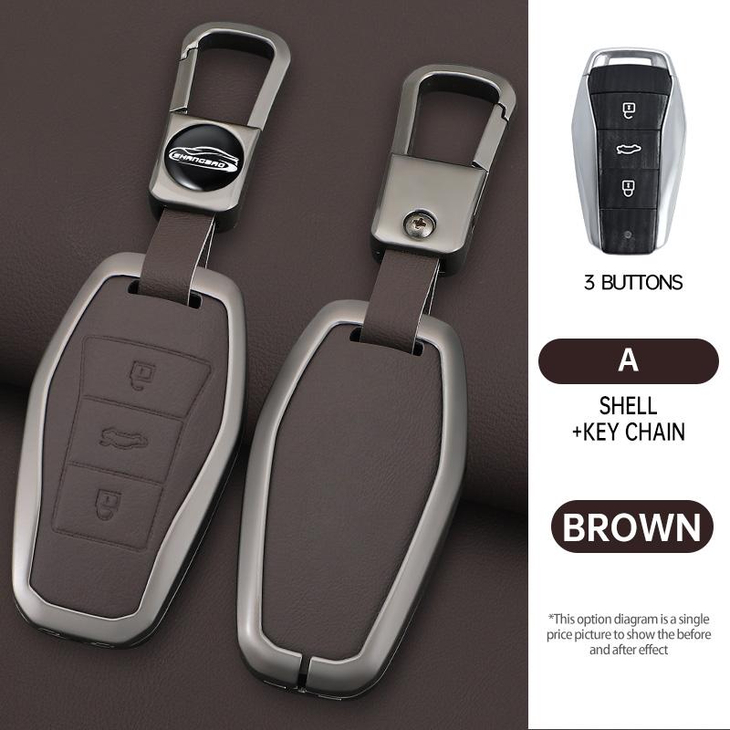 Zinc Alloy Car Key Case For Jac Js8 Sehol Qx X8 A7 E10X Js6 Sei 6 Prosol Qx Remote Cover Shell Keychain Holder Auto Accessories