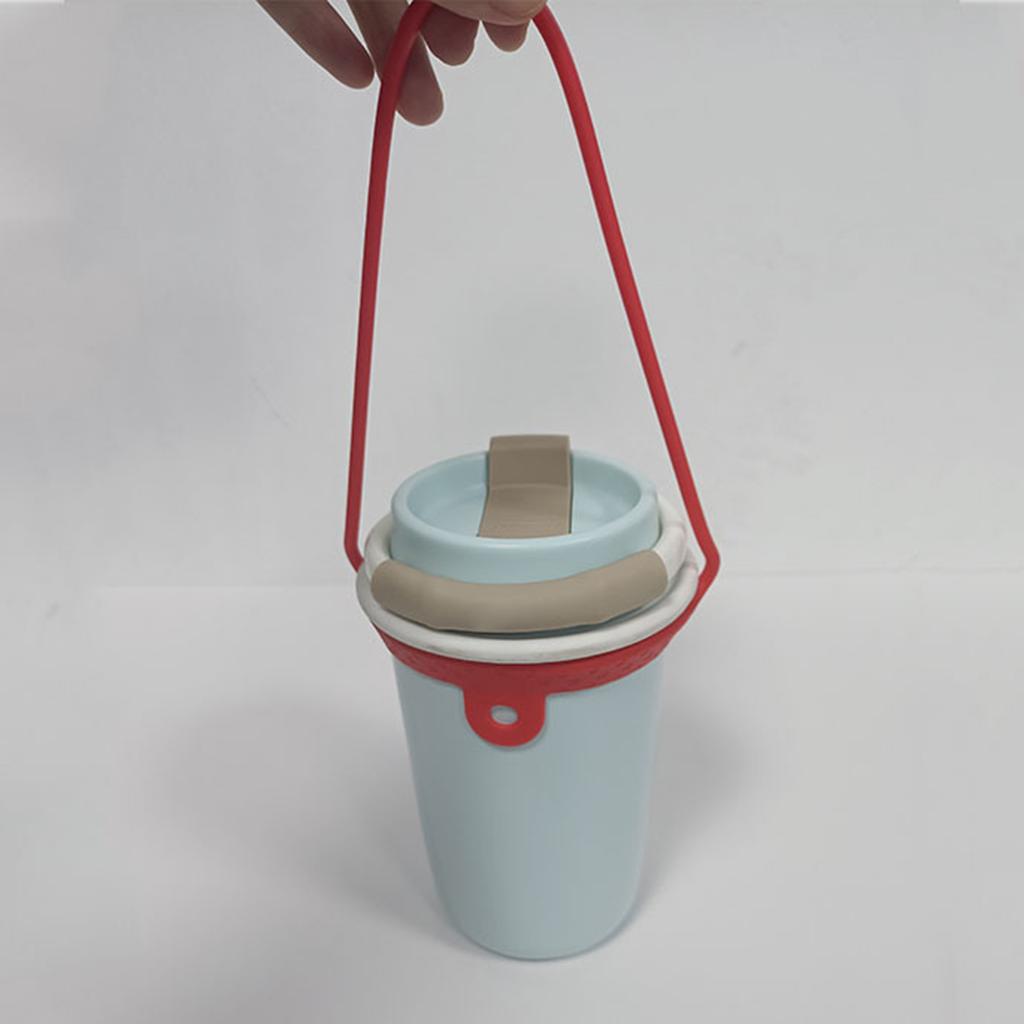 Silikon-Becherhülle, tragbarer Becherhalter, Silikon-Wasserflaschengriff, tragbarer, auslaufsicherer Becher, Seilteil, Silikontextur