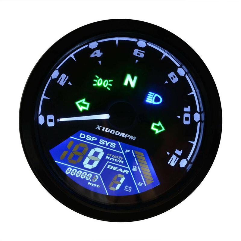 Universal Motorcycle LCD Digital Speedometer 8-18V DC Motorbike Odometer Tachometer Gauge ABS Waterproof Instruments