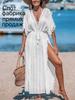 2025 Summer Bamboo Cotton Tassel Long Dress - Women's Bikini Cover-up Beach Dress
