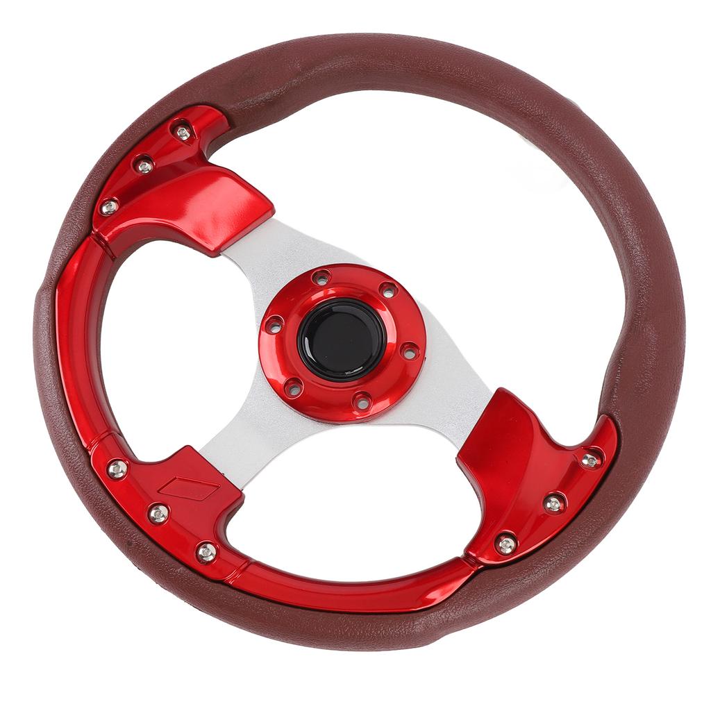 13in Universal Racing Steering Wheel Shockproof PU Leather Sport Style Steering Wheel for Vehicle with 6 Hole Hub