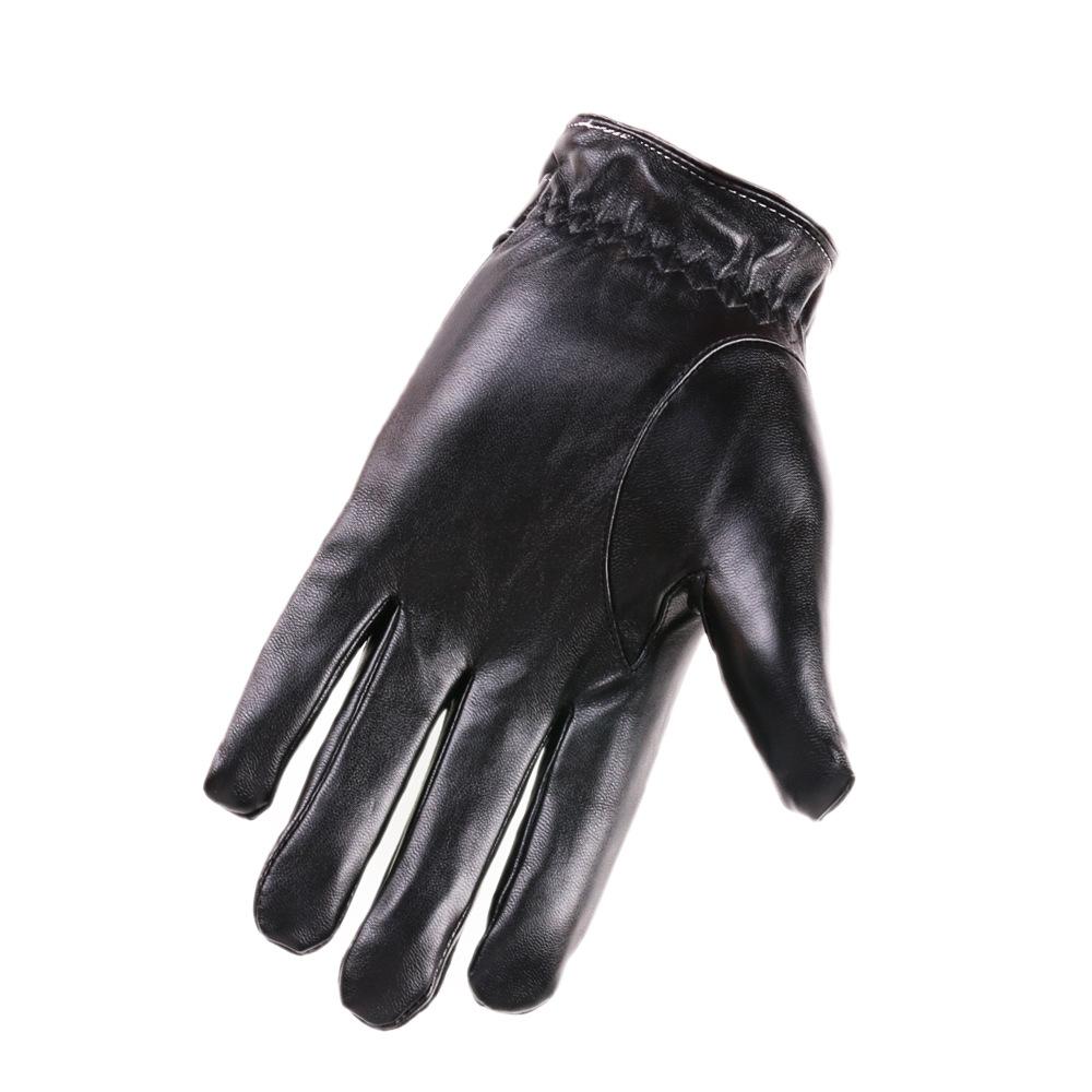 New Autumn and Winter Men's Leather Gloves Outdoor Riding Touch Screen Gloves Plus Velvet Thick Warm PU Leather Touch Screen Gloves