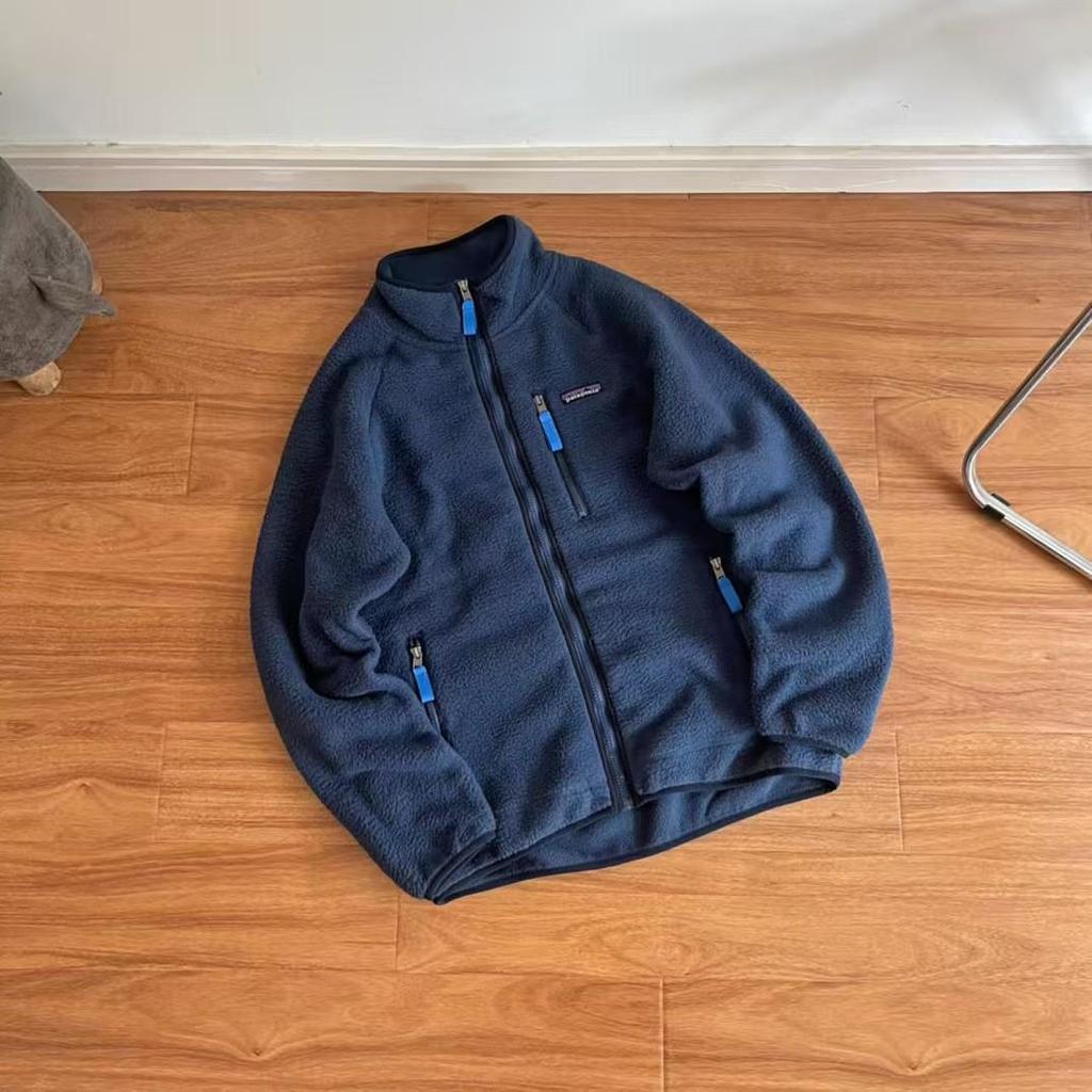 Męski Wysokiej Jakości BATA Retro Polar Wełna Jagnięca Ciepły Stój na Zamku Kardigan Kurtka