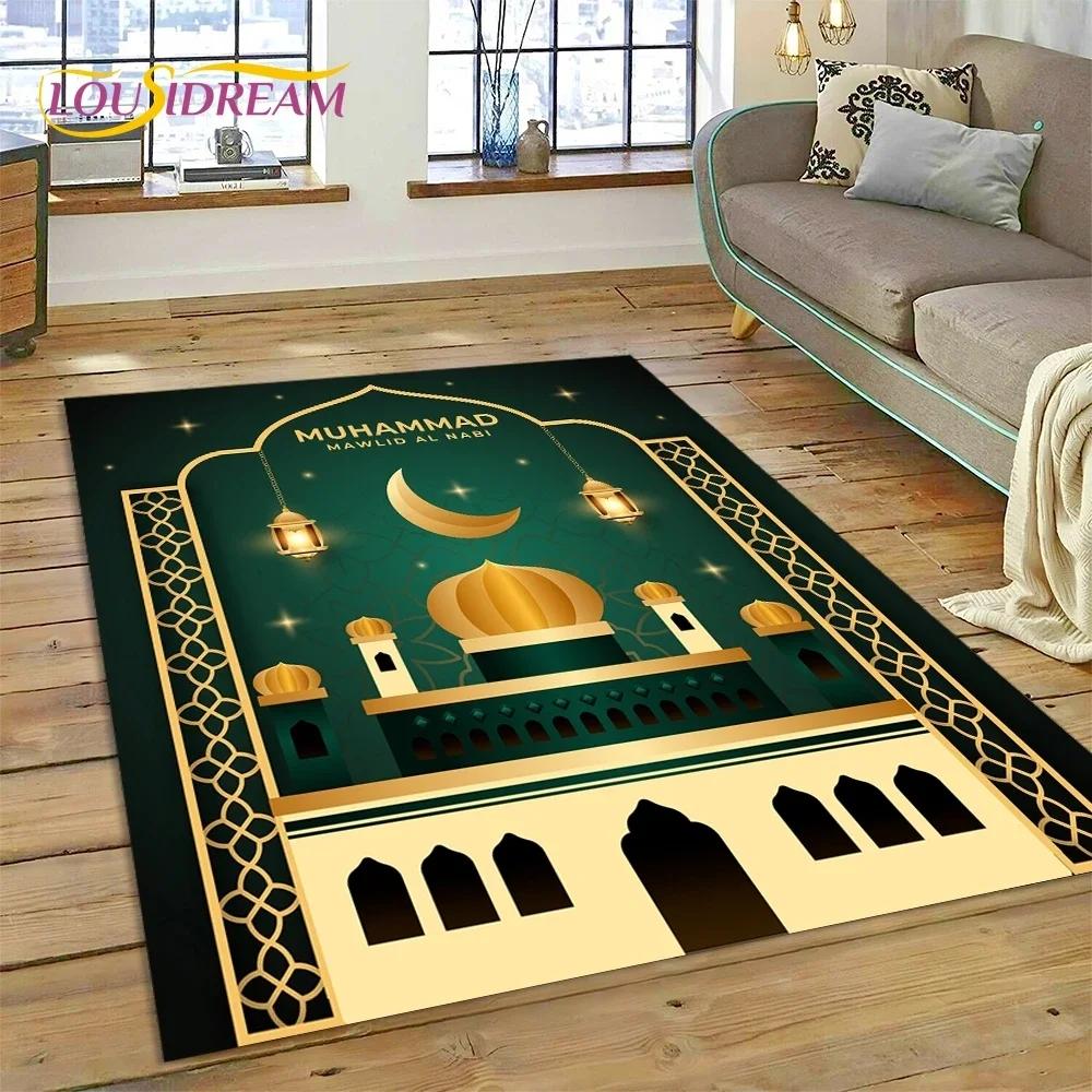 Muslim Islam Prayer Kneeling Poly Mats Mandala Carpet Rug for Bedroom Living Room Home Sofa Decoration,Large Decor Floor Mat