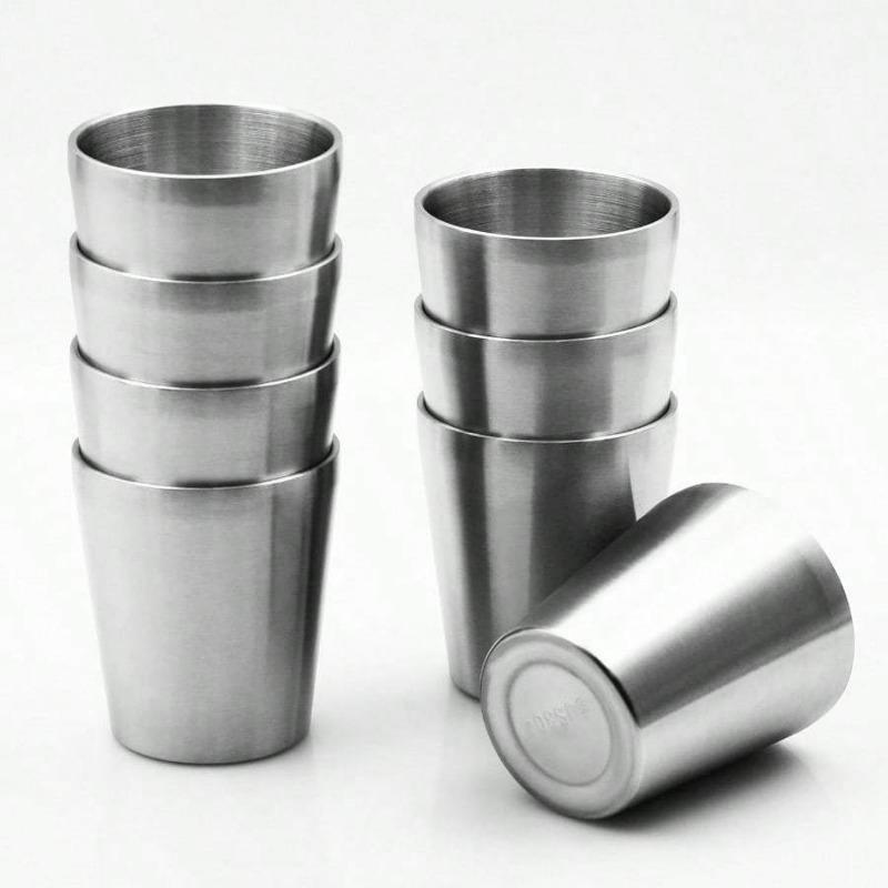 Stainless Steel Insulated Mugs Metal TumblWater Glasses Reusable Beer Cups for Camping Bbq Party Coffee(10oz-8Pcs)