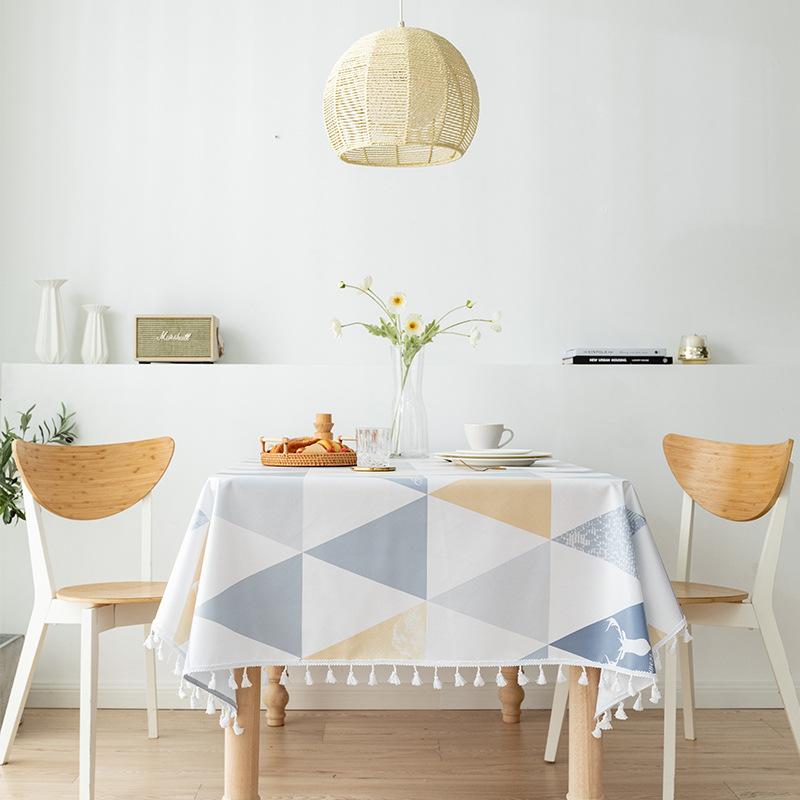 Simple Pvc Tablecloth Waterproof And Oil-Proof Leave-In Printed Tablecloth Coffee Table Desk Tablecloth Dining Table