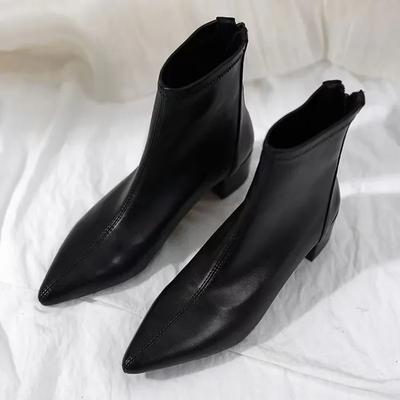 Stivaletti alla Caviglia da Donna a Punta Moda Cerniere Posteriori Corti da Donna Eleganti Tacco Alto Quadrato Inverno Calzature da Donna 2025