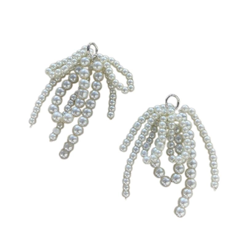 Шарм-бантик с имитацией жемчуга для брелока, украшение для пряжки обуви белый