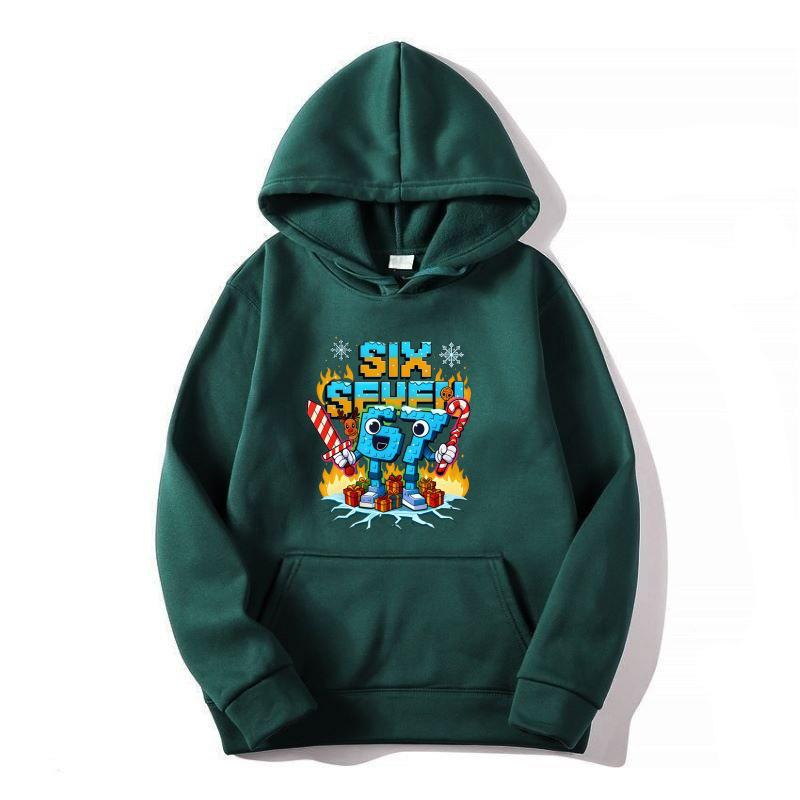 2025 Kids' Hooded Sweatshirt - New European & American Style, No. 67 Pattern, Autumn/Winter Fleece