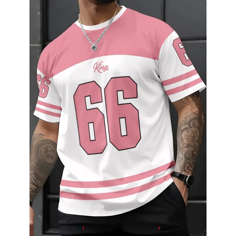 

2025 Men Red KING 66 Print American Style T-Shirt Men Short Sleeve v- Neck sport Tee Vintage Basketball T-shirt Men Clothes 6XL