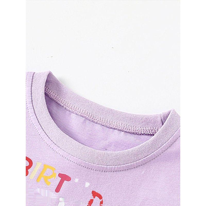 Foreign Trade Children's Clothing Short-Sleeved T-Shirt 2024 Summer New Style Baby Purple 3D Dinosaur T-Shirt Girls' Top 6