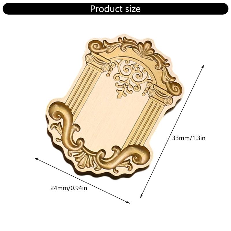 Antique Solid Brass Wax Seal Stamp Head Engraved Embossing Tool Seal Flower Frame for Handmade Letters Gift Wrapping