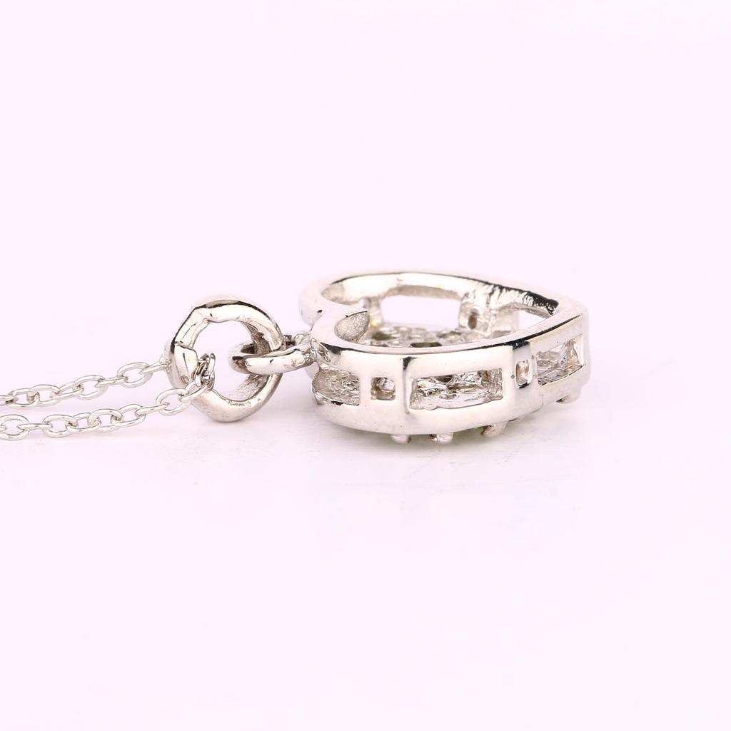 Peridot Multi Stone Pendant 925 Sterling Silver Rhodium Plated Fine Jewelry Gift for Her
