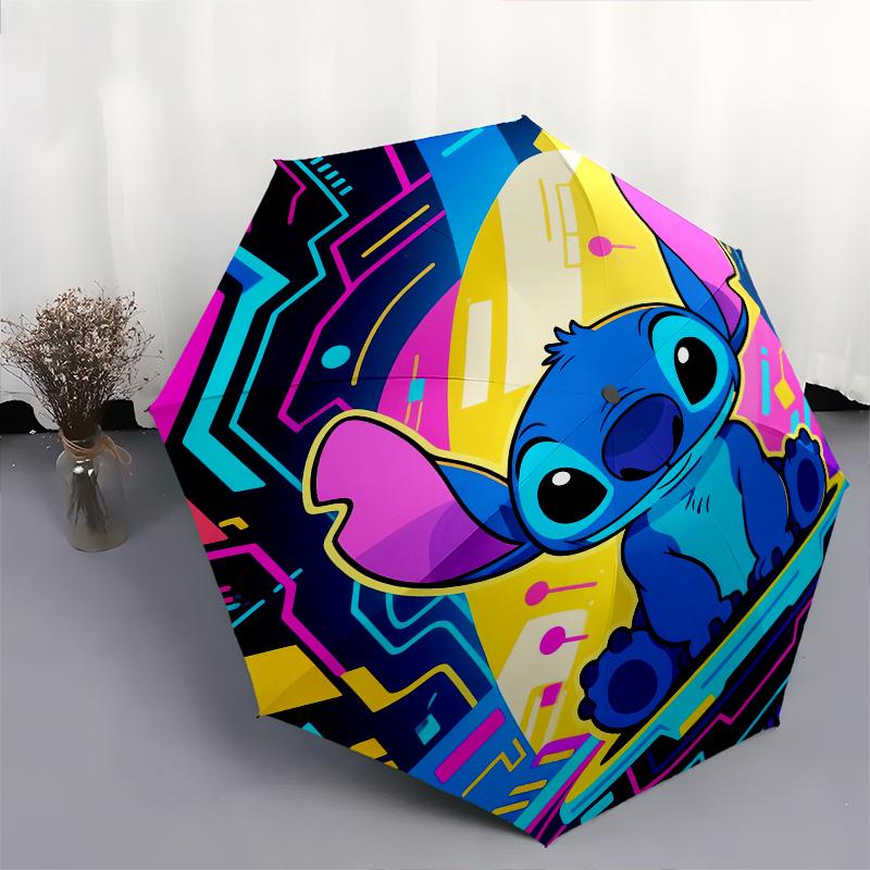 Stitch, Lilo_and_Stitch Automatic Opening and Closing Umbrella, Compact Travel Umbrella, Lightweight and Portable, Suitable for Beach Commut