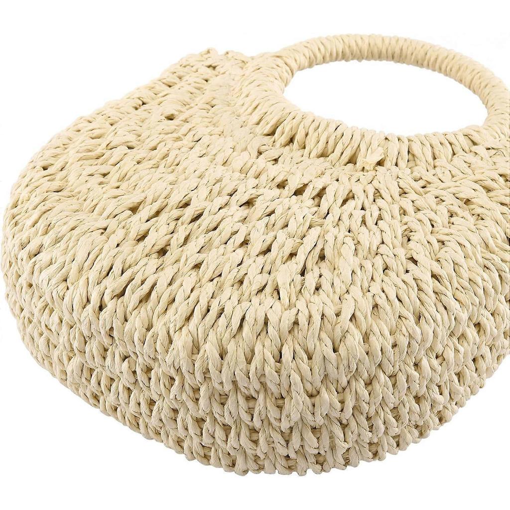 Summer Beach Straw Bag for Women Small Crossbody Top Handle Shoulder Handbag Mini Handwoven Rattan Clutch Purse
