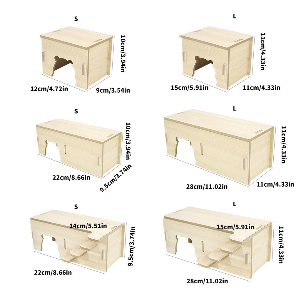 Hamster Hideouts Wood Shelter House for Small Animal Dwarf Hamsters and Mice Entertainment Hideaway Cave Cage Decoration