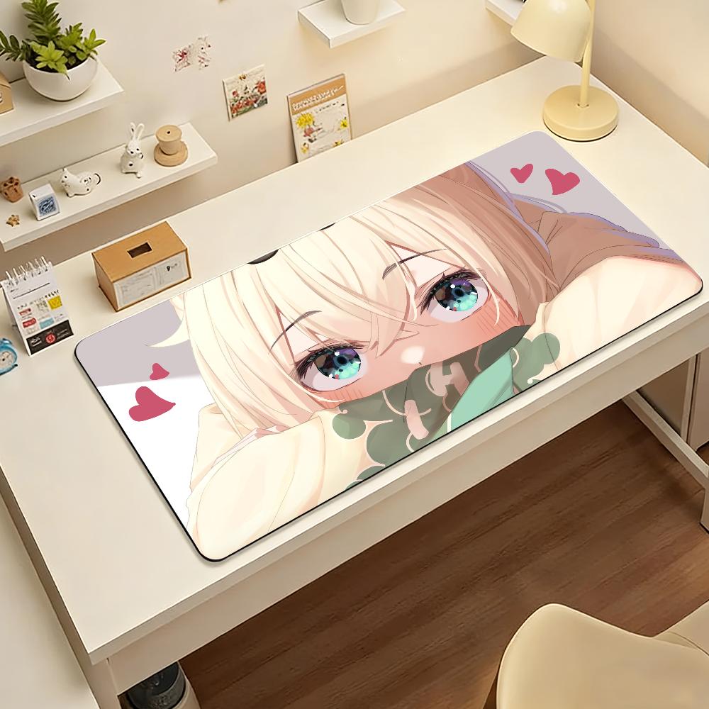 Gaming Mouse Pad Large Desk Mat Antislip Stitched Edges Stylish Blue Anime Print Extended Keyboard Mat for Gamer Office