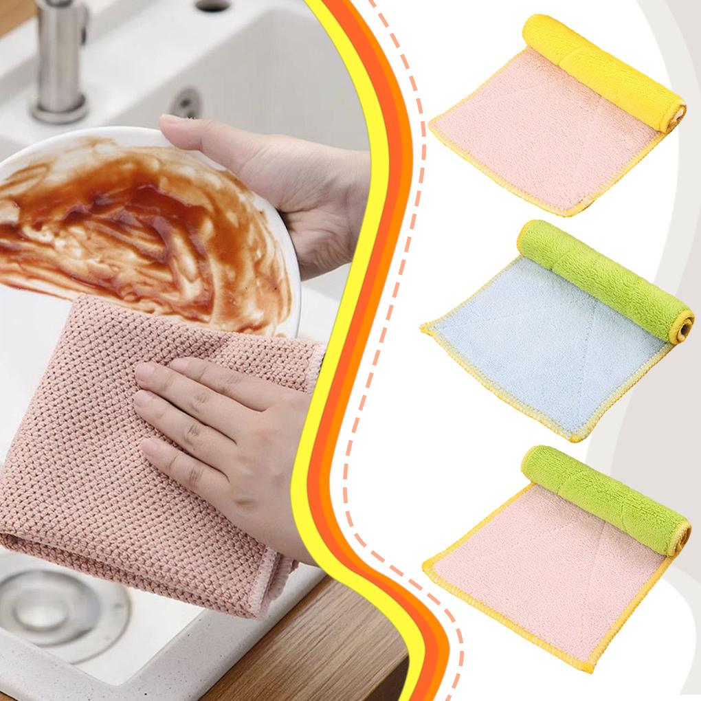 Double-sided Microfiber Dish Towels Thickening Cloth Dish Kitchen Towels