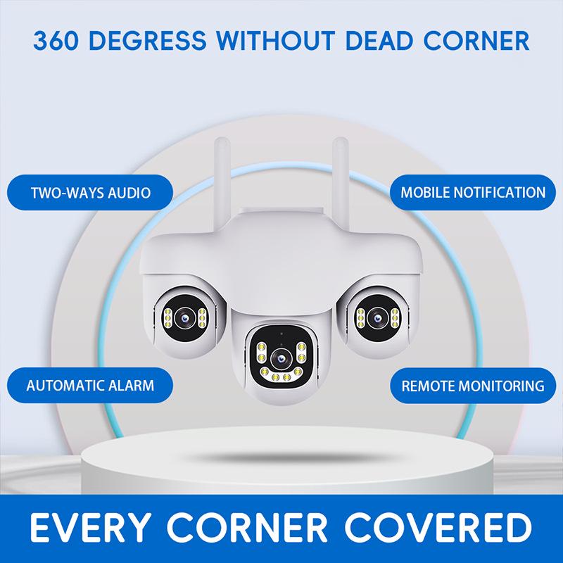 V380 Tri-Lens Wireless 4G WiFi Security Camera, Indoor/Outdoor, 6MP