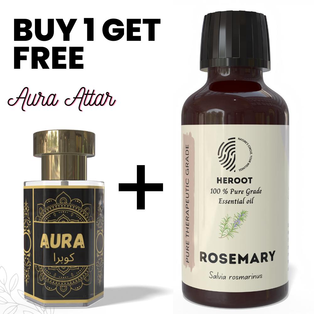 Ätherisches Rosmarinöl 10 ml für Aromatherapie & Raumduft erhalten Sie 1 kostenloses 6 ml Attar – Aqua AQ, Dubai Oud, Aura, White Oud
