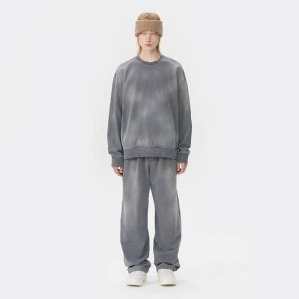 Customellow Loose Fit Brush Dying Cotton Crew Neck Sweatshirt Gray Cwtaw25621gyx