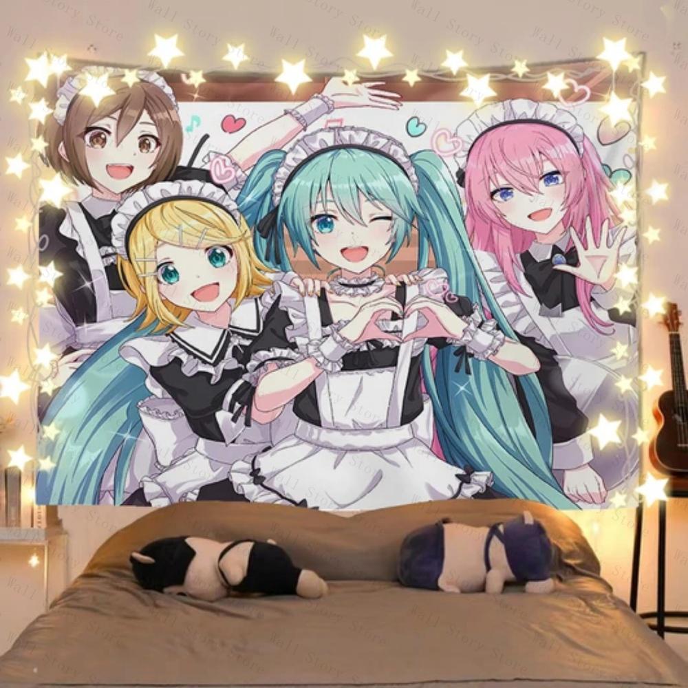 

Kawaii Anime Wall Tapestry Blue Haired Idol Character Wall Art Modern Anime Room Decor Soft Fabric Tapestry Bedroom Tapestry 74x94cm(29x37in)