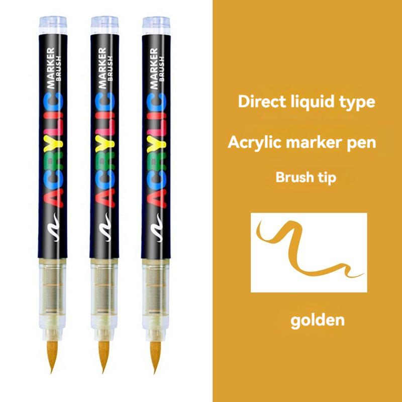 3/6Pcs Acrylic White Marker Brush Pens Black Paint Art Markers Set for Rock Painting Stone Ceramic Wood Tire Fabric Metal Canvas