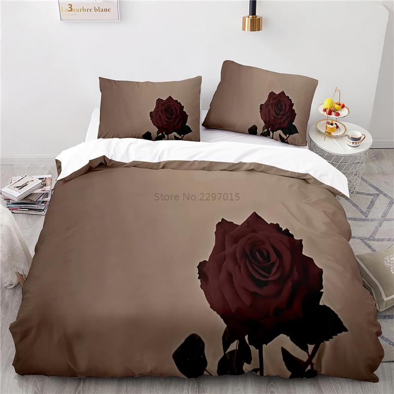 Women Girls Art Rose Flowers 3d Duvet Cover Set with Pillowcase Elegant Flowers Bedding Set Europe/Australia/USA Queen King Size