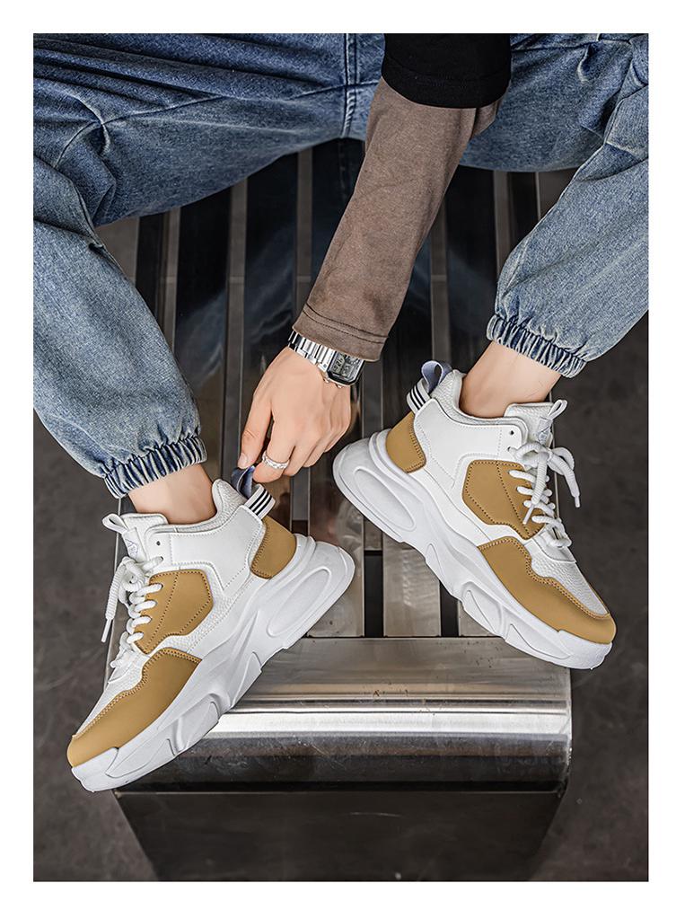 2025 Autumn Men's Breathable High-Top Sneakers Teen Trendy Versatile Thick-Soled Casual Dad Shoes