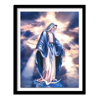 Pittura diamante fai da te Vergine Maria Decorazione da parete Pieno tondo Strass incollato Modello religioso Regalo