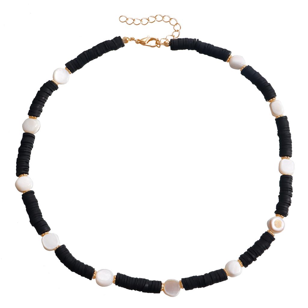 Bohemian Resort Beach Wind Colorful Pottery Sheet Beaded Necklace Women'S Wind Bracelet Charm