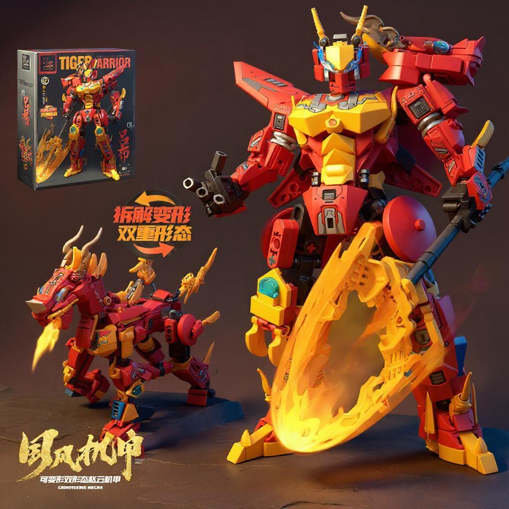 Mecha Warrior Transforming Robot Building Blocks Super Hero Mythical Qilin Animal Bricks Kids DIY Assembly Toy Christmas Gift