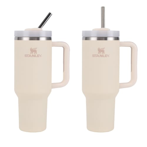 [Designed by a Tableware Expert] Set of 2 Stainless Steel Long Straws | Approx. 300mm (Fits 30/40 oz) | BPA-Free and Reusable | Includes Cleaning Brus