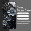 Elegante Custodia in Vetro Temperato con Motivo Fiore di Loto per iPhone 17 16 Pro Max 15 14 13 12 Mini 11 X XS MAX XR 7 8 Plus Cover