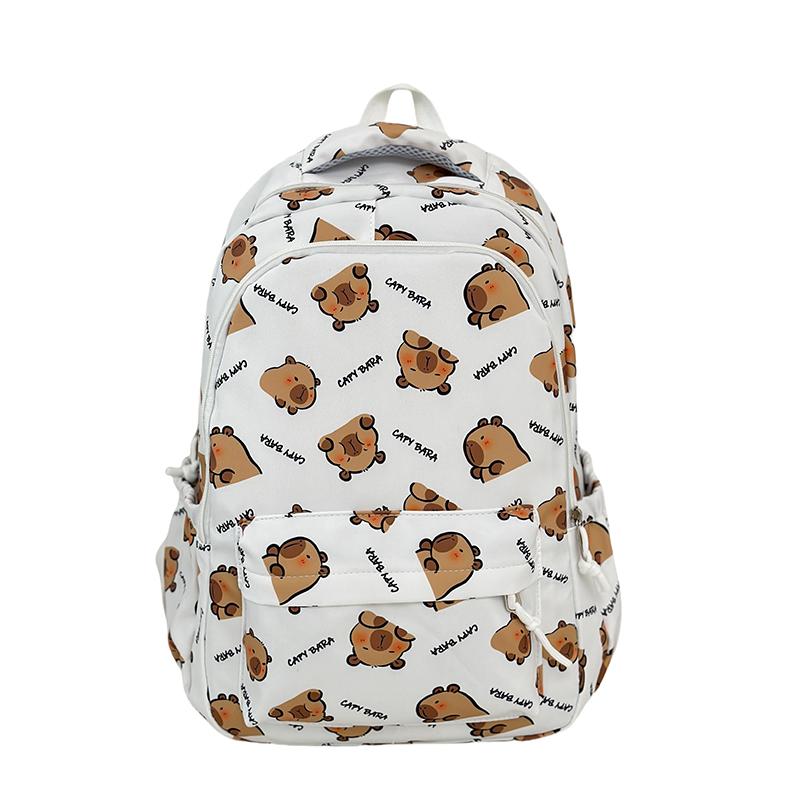 

Capybara Students Book Bag Large Capacity Stylish Shoulder Backpack Adjustable Strap Kawaii Commuting Backpack Fashion Knapsack білий