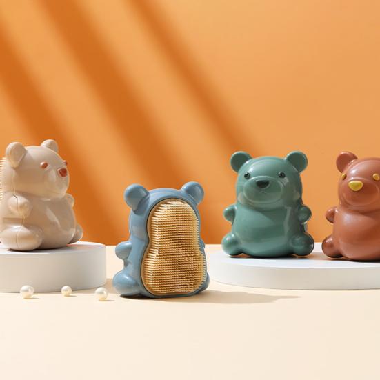 Pennello per Unghie Manico a Forma di Orsetto Cartone Animato Impugnatura Pennello Pulizia Unghie Bambini Adulti Setole Morbide Pennello Massaggio
