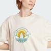 Adidas Originals Trefoil Tee Dress Cartoon Logo Print Sports Comfortable Casual Round Neck Short Sleeve Dress Women Dresses Wonder-White IN4138