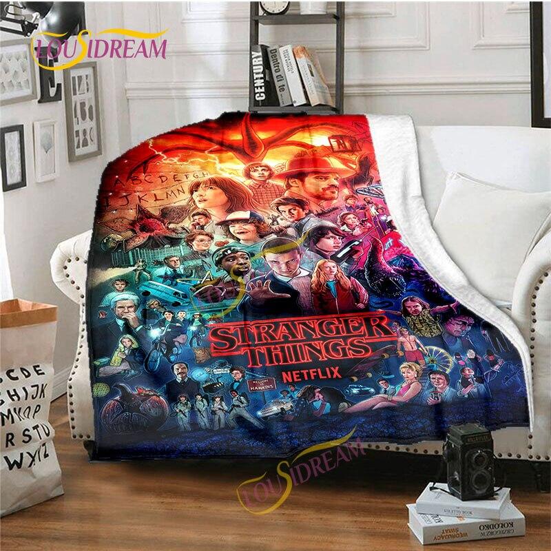 Stranger Things Flannel Blanket  Warm Comfort  Blanket Home Office Noon Break Blanket Travel Bed Sofa Washable Blanket.