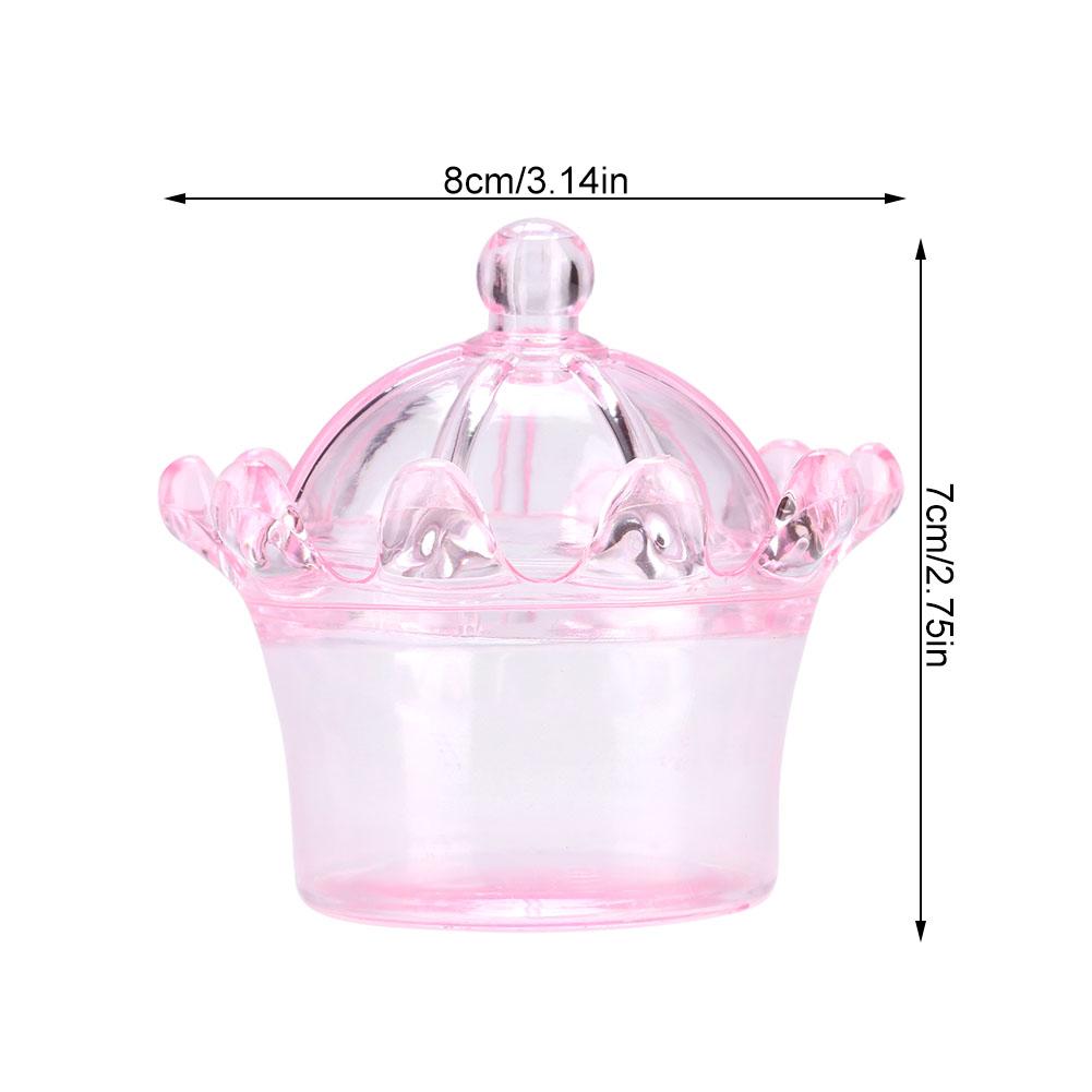12Pcs Gift Bags Transparent Crown Plastic Box For Party Gift Chocolate Boxs;Pink: