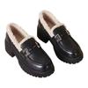 New British style thick-soled velvet autumn and winter small leather shoes fluffy warm cotton shoes