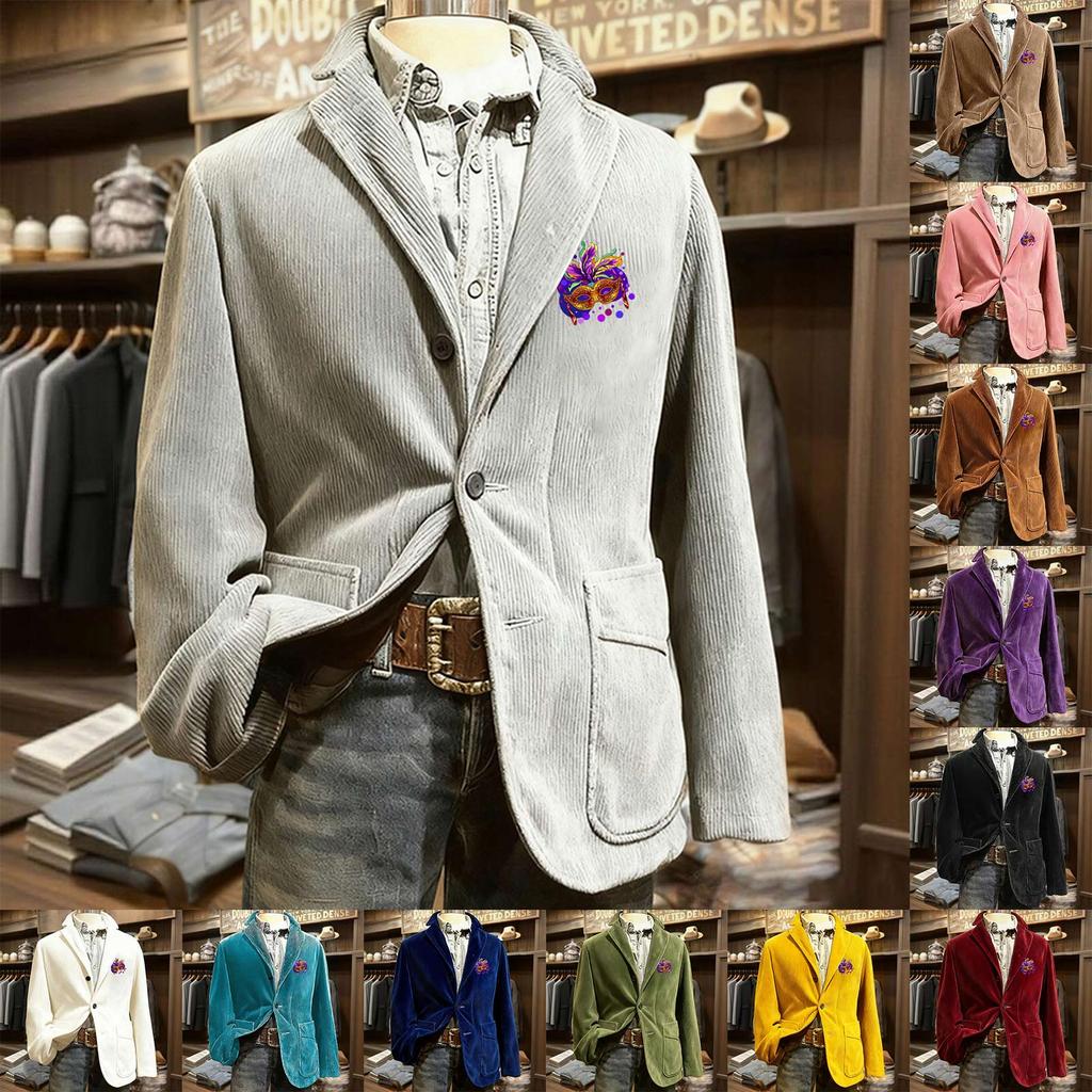 Jachetă Cardigan cu Buzunar din Catifea Imprimată pentru Bărbați Costum Casual pentru Bărbați