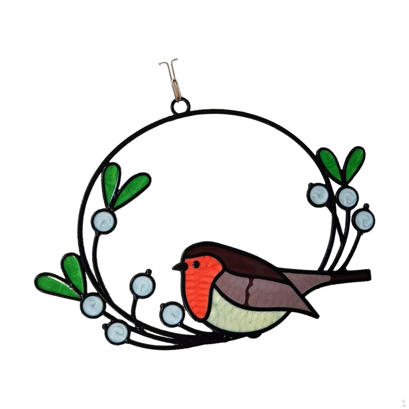 

Metal Decor Hanging Wall Sculptures Figurines Window Ornament Display for Lawn Balcony Fence 21x15cm One Bird