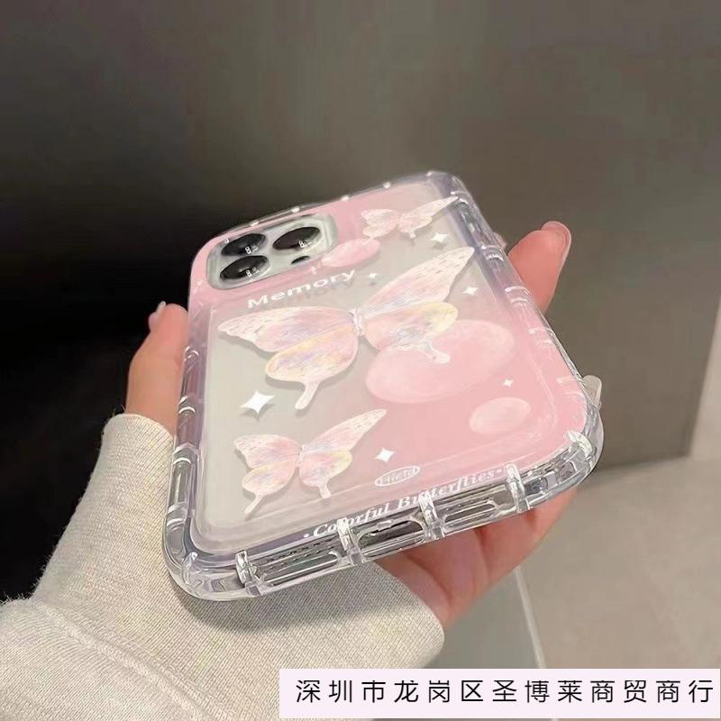 Pastel butterfly for Apple 16promax mobile phone case 15 transparent iPhone14 Europe and America 13 airbag 12 girl